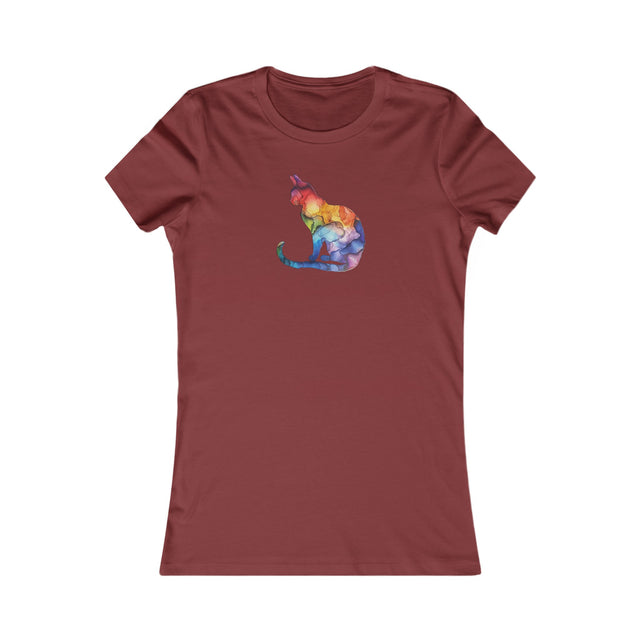 Rainbow Cat T-shirt,Pride Shirt,Pride Parade Top,Rainbow Animals,LGBTQ+ Tee,Nonbinary,Gay,Lesbian,Bisexual,Trans,BGLT,LBGT,Feline,Kitten,Kitty,Women's Favorite Tee