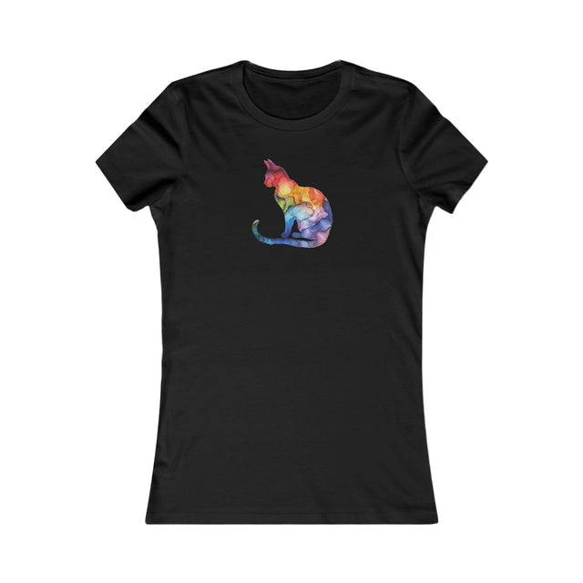 Rainbow Cat T-shirt,Pride Shirt,Pride Parade Top,Rainbow Animals,LGBTQ+ Tee,Nonbinary,Gay,Lesbian,Bisexual,Trans,BGLT,LBGT,Feline,Kitten,Kitty,Women's Favorite Tee