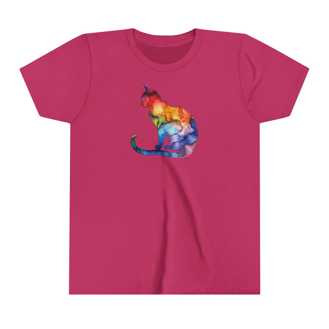 Rainbow Cat T-shirt,Pride Shirt,Pride Parade Top,Rainbow Animals,LGBTQ+ Tee,Nonbinary,Gay,Lesbian,Bisexual,Trans,BGLT,LBGT,Feline,Kitten,Kitty,Youth Size