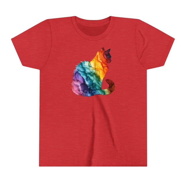 Rainbow Cat T-shirt,Pride Shirt,Cat Lover Top,Rainbow Animals,LGBTQ+ Tee,Queer,Gay,Lesbian,Bisexual,Trans,Feline,Kitten,Kitty,Youth Size