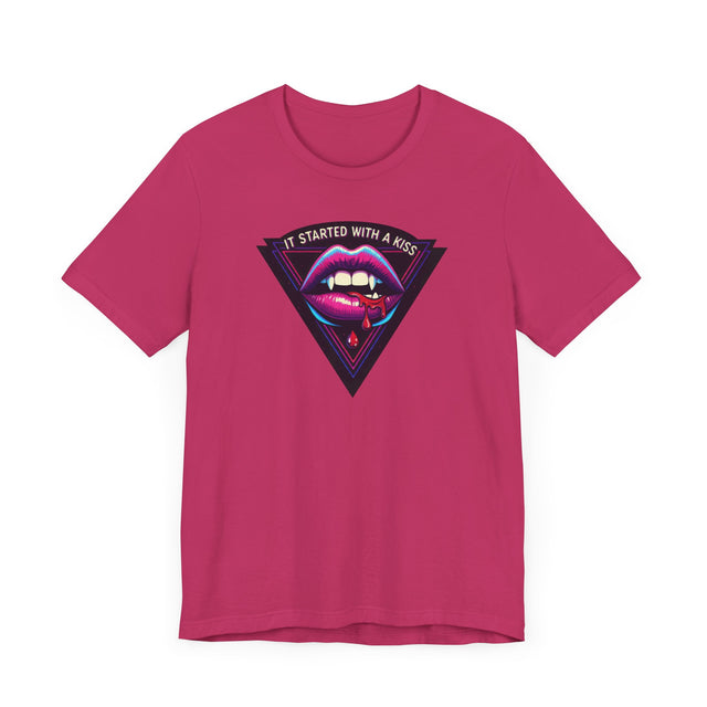 It Started With A Kiss Vampire T-shirt, Halloween Tee, Neon Goth