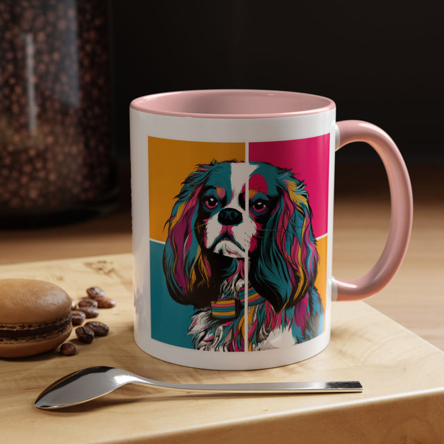 Cavalier King Charles Spaniel Coffee Cup,4-Panel Pop Art Mug,Cav Lover,Cav Spaniel Mom,Cav Dad,Dog Lover Gift,Cavalier King Charles Spaniel Gift