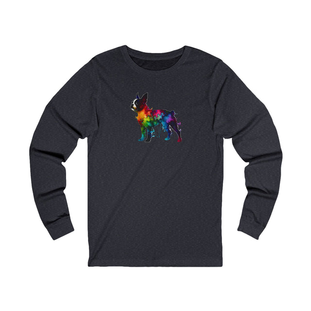 Rainbow Boston Terrier Long Sleeve T-shirt,Pride Shirt,Dog Lover Top,Rainbow Animals,LGBTQ+ Tee, Boston Terrier Owner