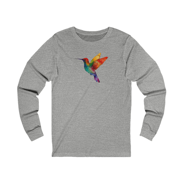 Rainbow Hummingbird Long Sleeve T-shirt,Pride Shirt,Queer Top,Rainbow Animals,LGBTQ+ Tee,Bird Lover Gift,Gay,Lesbian,Bisexual,Trans