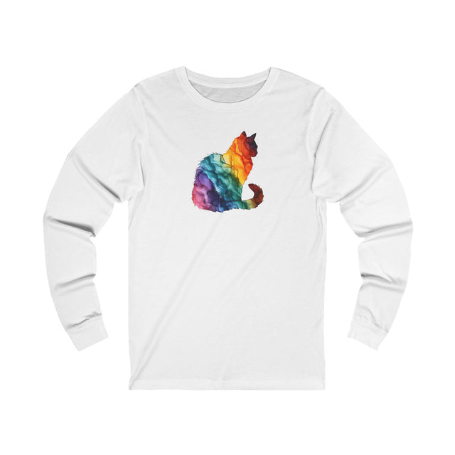 Rainbow Cat Long Sleeve T-shirt,Pride Shirt,Queer Top,Rainbow Animals,LGBTQ+ Tee,Cat Lover Gift,Gay,Lesbian,Bisexual,Trans,Feline,Kitten,Kitty