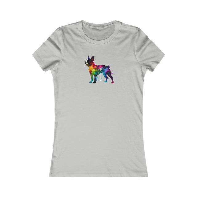 Rainbow Boston Terrier T-shirt,Pride Shirt,Dog Lover Top,Rainbow Animals,LGBTQ+ Tee,Boston Terrier Owner,Women's Favorite Tee