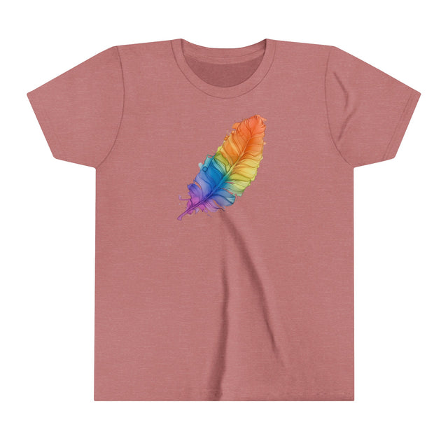 Rainbow Feather T-shirt,Pride Shirt,Bird Lover Top,Rainbow Animals,LGBTQ+ Tee,Queer,Gay,Lesbian,Bisexual,Trans,Youth Size