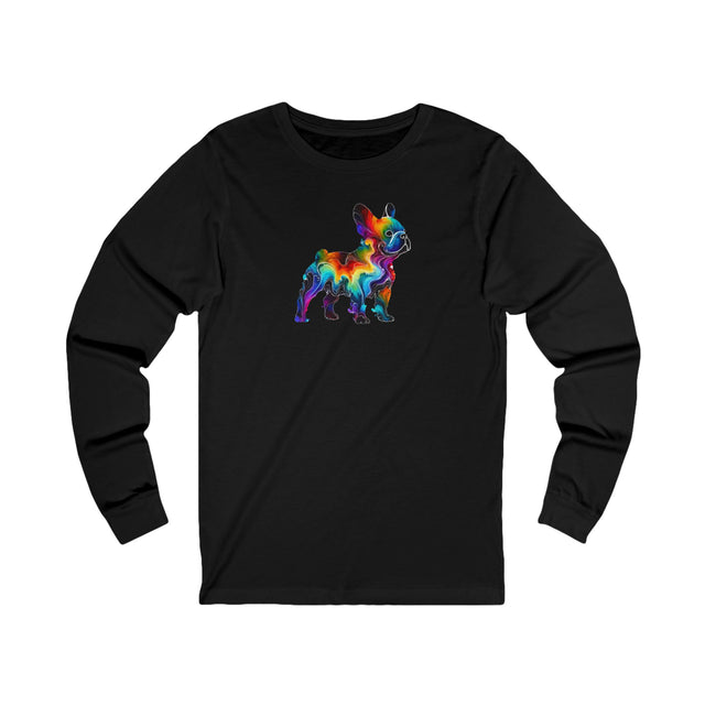 Rainbow French Bulldog Long Sleeve T-shirt,Pride Shirt,Dog Lover Top,Rainbow Animals,LGBTQ+ Tee,Frenchie Owner