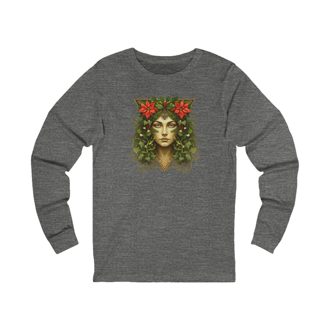 Green Woman Christmas Tee, Winter T-shirt, Long sleeve