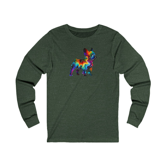 Rainbow French Bulldog Long Sleeve T-shirt,Pride Shirt,Dog Lover Top,Rainbow Animals,LGBTQ+ Tee,Frenchie Owner