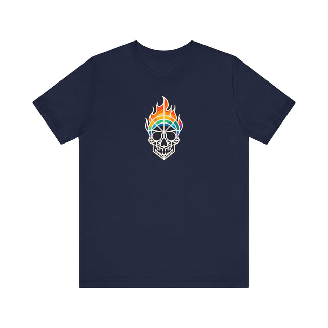 Flaming Rainbow Skull Shirt,Pride T-Shirt,Pride Parade T shirt, LGBTQ+ Tee,Nonbinary,Gay,Lesbian,Bisexual,Trans,BGLT,LBGT,Radical Fairies,Queer Goth