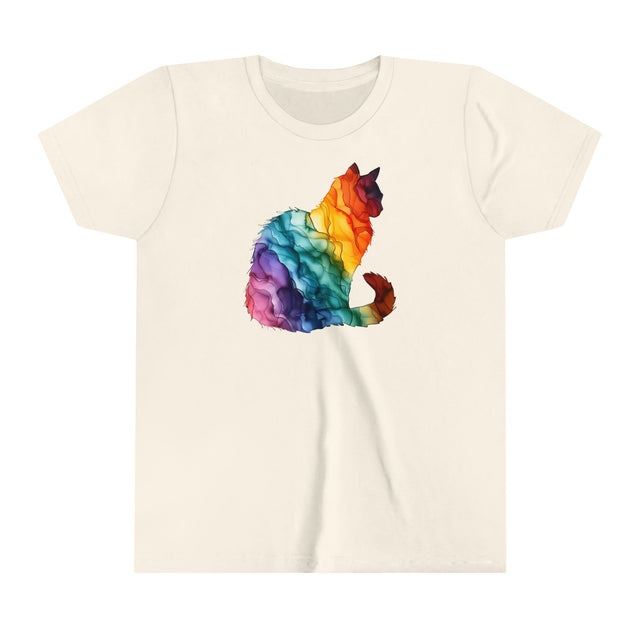 Rainbow Cat T-shirt,Pride Shirt,Cat Lover Top,Rainbow Animals,LGBTQ+ Tee,Queer,Gay,Lesbian,Bisexual,Trans,Feline,Kitten,Kitty,Youth Size