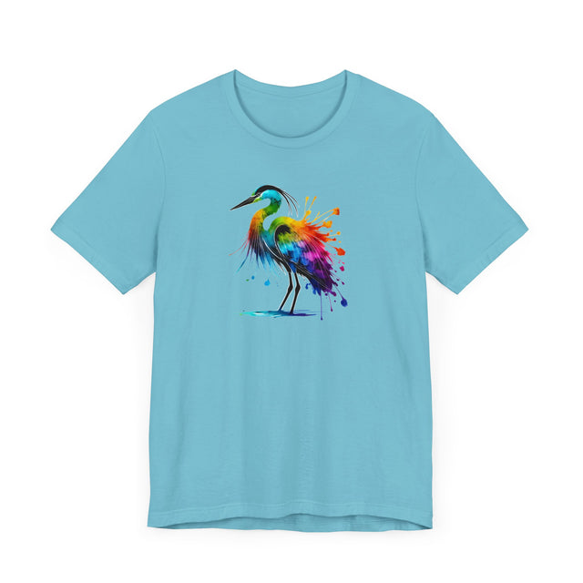 Rainbow Grey Heron Alcohol Ink T-shirt, Pride Shirt,Bird Lover T shirt, LGBTQ+, BGLT, Avian,Gray Heron