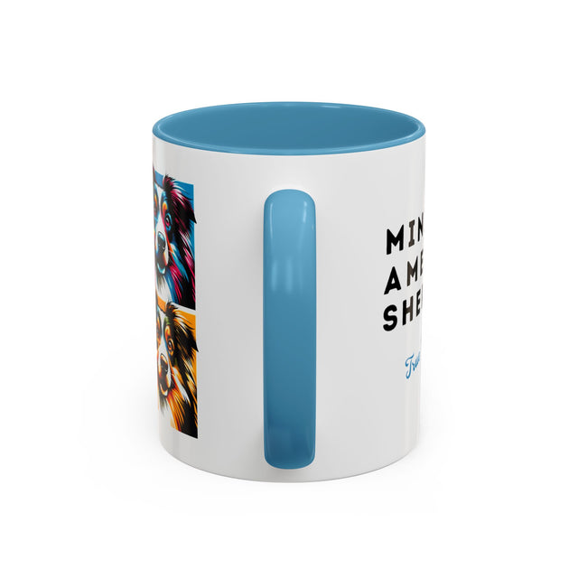 Miniature American Shepherds Coffee Cup,4-Panel Pop Art Mug,MAS Lover,Mini Aussie Mom,Mini Aussie Dad,Dog Lover Gift,Miniature American Shepherd Gift