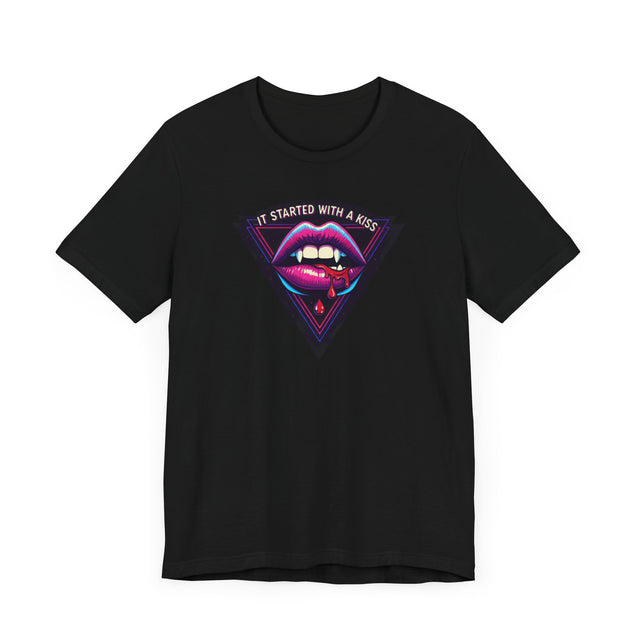 It Started With A Kiss Vampire T-shirt, Halloween Tee, Neon Goth