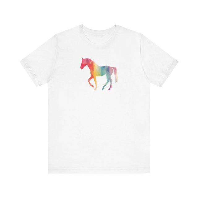 Geometric Rainbow Horse T-shirt,Pride Shirt,Equine Lover Top,Rainbow Animals,LGBTQ+ Tee,Queer,Gay,Lesbian,Bisexual,Trans,Pony,Colt