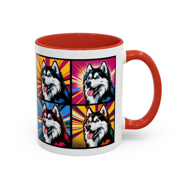 Siberian Huskies Coffee Cup,4-Panel Pop Art Mug,Husky Lover,Husky Mom,Sibe Dad,Dog Lover Gift,Siberian Husky Gift