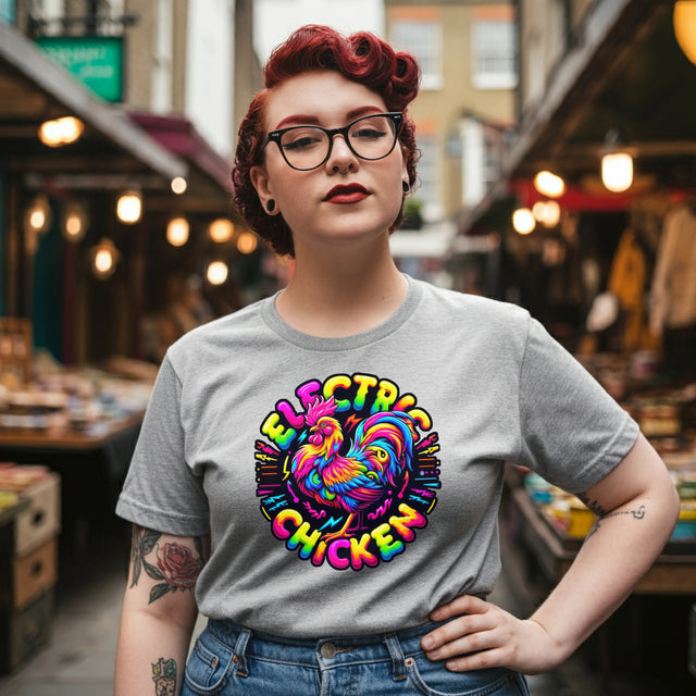 Neon Electric Chicken T-shirt, Fowl Tee