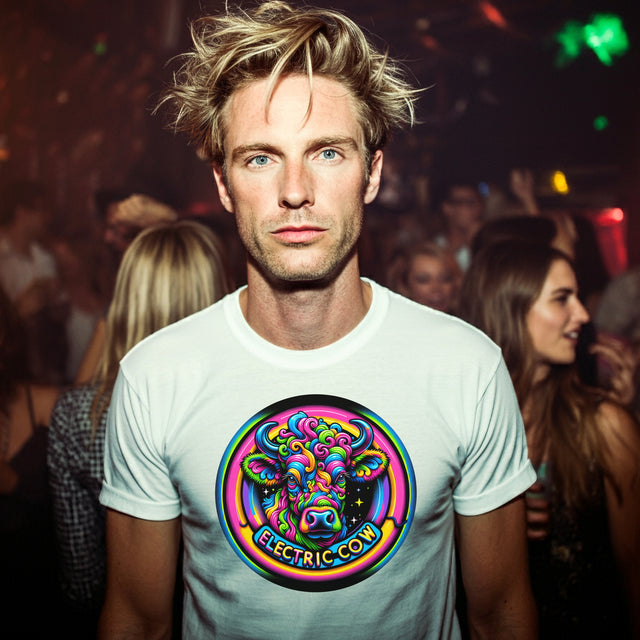 Neon Electric Cow T-shirt, Bovine Tee