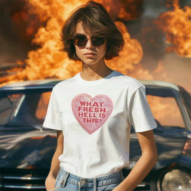 Fresh Hell Valentine's Candy Heart Shirt, Anti-Valentine Tee