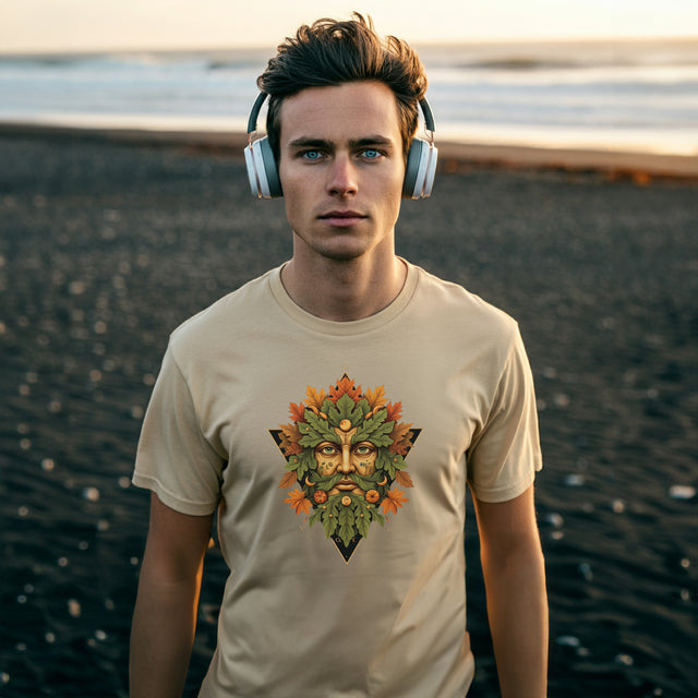 Green Man Fall Triangle Tee, Autumn T-shirt