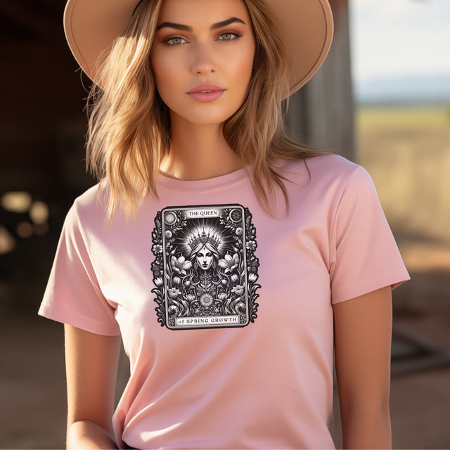 Queen of Spring Tarot card shirt,Mother's Day Gift,Witchy Shirt,Mystical Cards Tee,Celestial Astrology,Gardener Gift,Gift for her,Spring