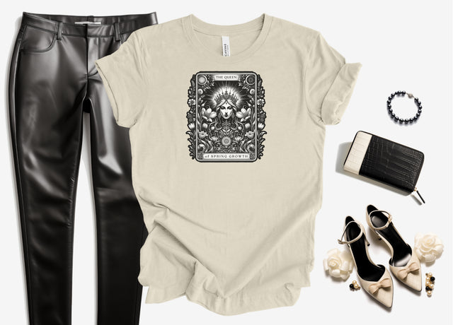 Queen of Spring Tarot card shirt,Mother's Day Gift,Witchy Shirt,Mystical Cards Tee,Celestial Astrology,Gardener Gift,Gift for her,Spring