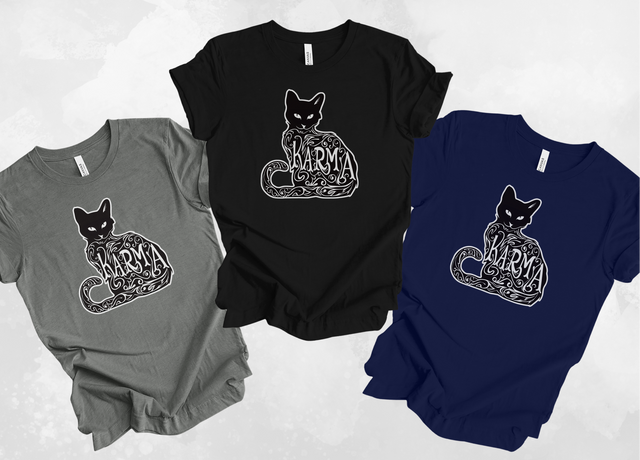 Karma Cat Top, Cute Cat Shirt, Cat Lover Tee, Cat Owner gift, Cute Gift For Her, Black Cat, Feline