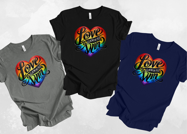 Love Wins,Pride Heart Shirt,Rainbow Heart T-shirt,LGBT Heart,LGBTQ+ Tee,Nonbinary,Gay, Lesbian, Bisexual, Trans, Queer, LGBTQ Ally