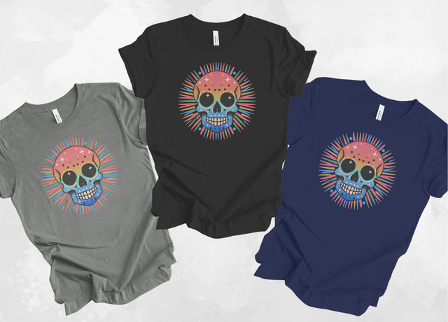 Rainbow Skull T-shirt, Halloween Pride, Skeleton