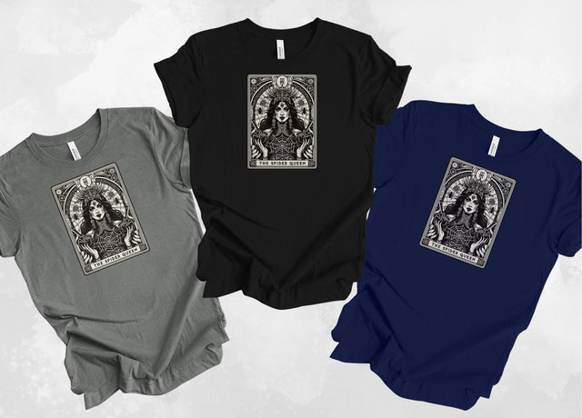Spider Queen,Tarot card shirt,Mother's Day Gift,Tarot Reader Gift,Witchy Shirt,Mystical Cards Tee,Spider Lover Gift,Goth Mom Tee, Goth Shirt