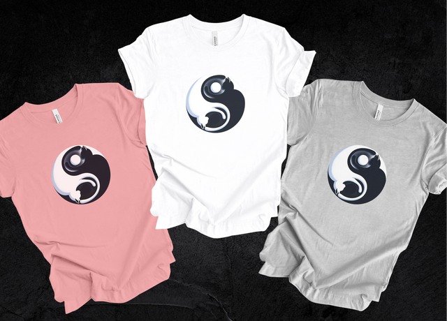 Yin Yang Cat shirt, Spiritual, Meditation, Black & White Cats, Cute Cat Top, Cat Lover Tee, Cat Owner gift, Cat Mom Gift, Cat Dad, Vet Gift