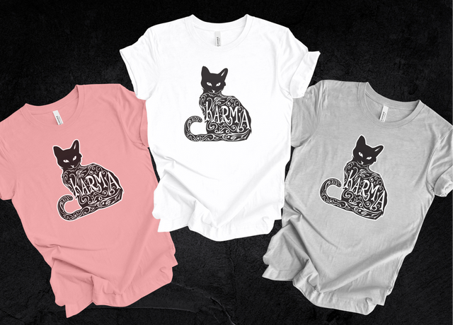 Karma Cat Top, Cute Cat Shirt, Cat Lover Tee, Cat Owner gift, Cute Gift For Her, Black Cat, Feline