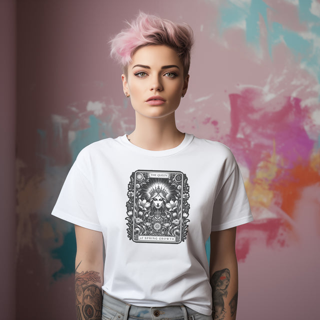 Queen of Spring Tarot card shirt,Mother's Day Gift,Witchy Shirt,Mystical Cards Tee,Celestial Astrology,Gardener Gift,Gift for her,Spring