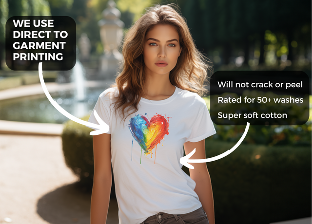 Painted Rainbow Heart T-shirt,Pride Shirt, Gay Pride T shirt, LGBTQ+ Ally Tee, Queer