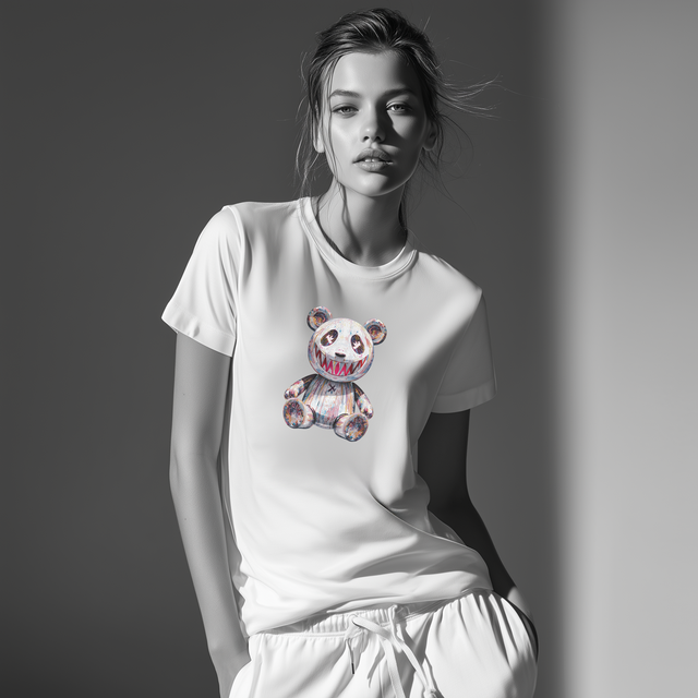 Japanese street Art Panda tshirt, gritty cool Panda Tee