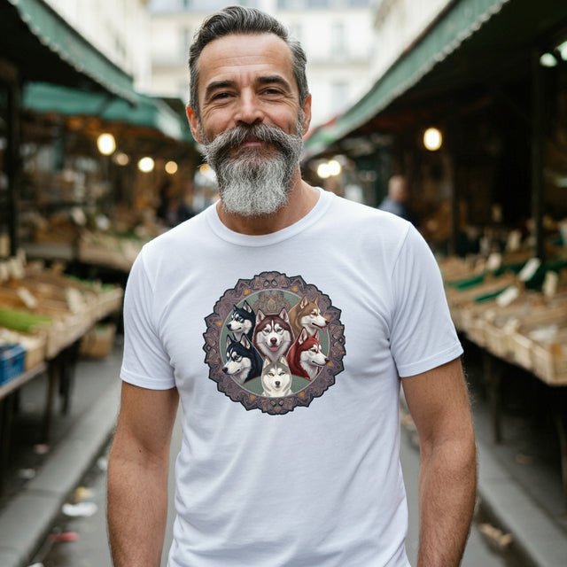 Siberian Husky Head Mandala T-shirt, Dog Lover Top, Husky owner