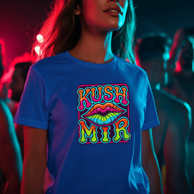 Kush Mir "Kiss Me" psychedelic T-shirt, Yiddish Lover Shirt, Valentine's Day