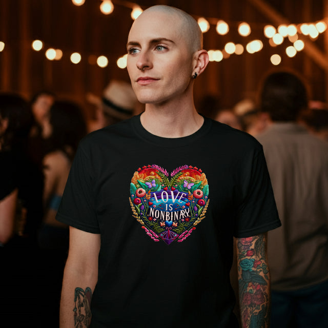 Love Is NonBinary Heart Shirt, Rainbow Heart T-shirt, LGBTQ+ Heart Top