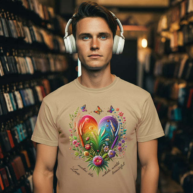 Love Makes The Whole World Beautiful Heart Shirt, Rainbow Heart T-shirt,
