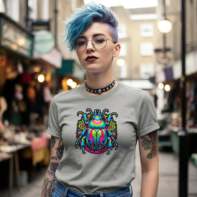 Neon Beetle T-shirt, Insect Lover Top