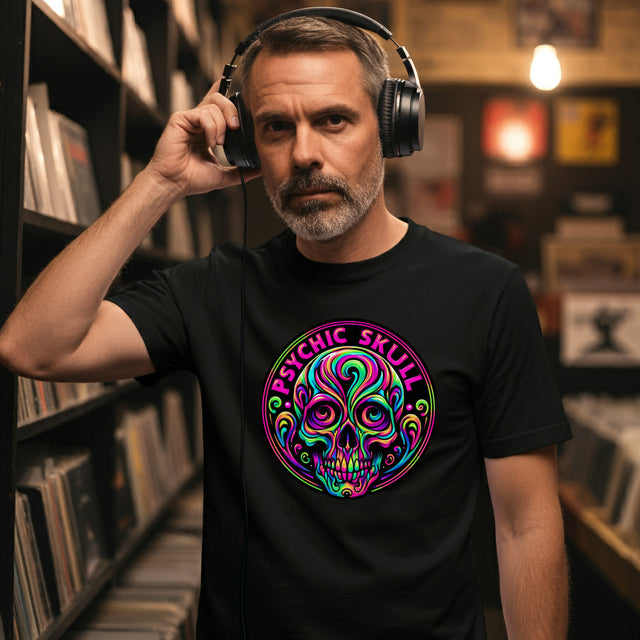 Psychic Skull T-shirt, Halloween Tee, Neon Goth