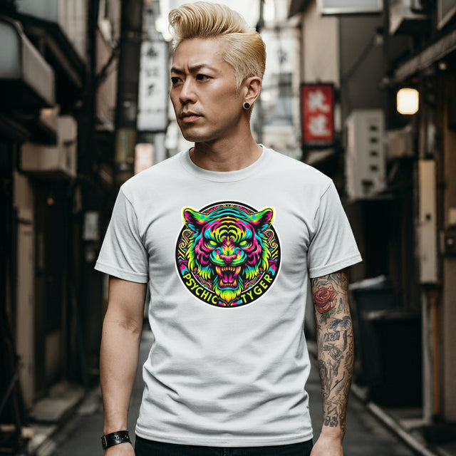 Green Psychic Tyger T-shirt, Tiger Lover Top, Big Cat Lover