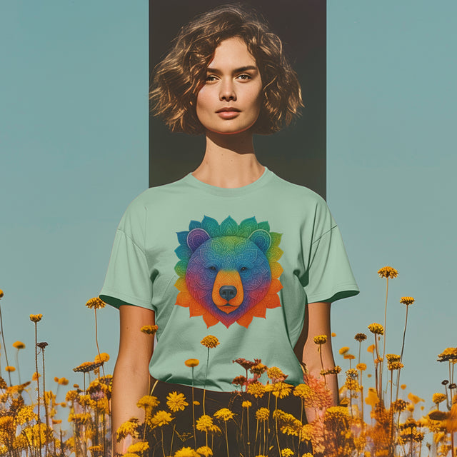 Bear Rainbow Mandala T-shirt, Pride Shirt, Artsy Tee, LGBTQIA, Bear, Queer, Mama Bear, Papa Bear