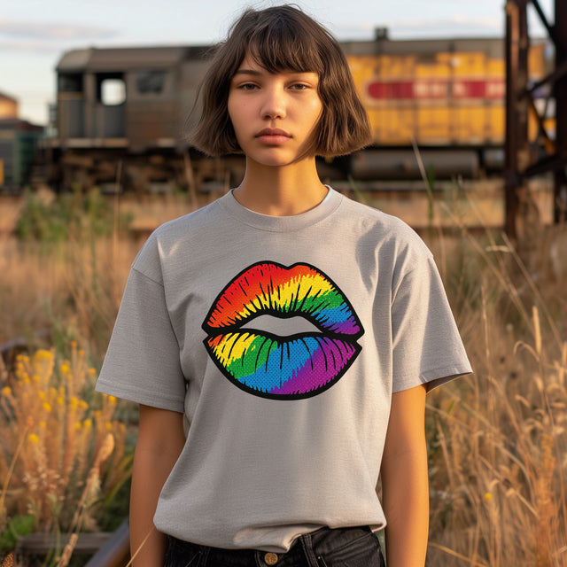 Rainbow Pop-Art Lips T-shirt, Kiss Shirt, Artsy Tee, LGBTQIA, Pride Shirt