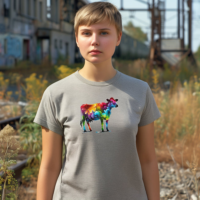 Rainbow Holstein Cow,Cow lover,Cattle tee,Bovine shirt,Pride Shirt,Rainbow,Pride Parade T shirt,LGBTQ+ Ally Tee