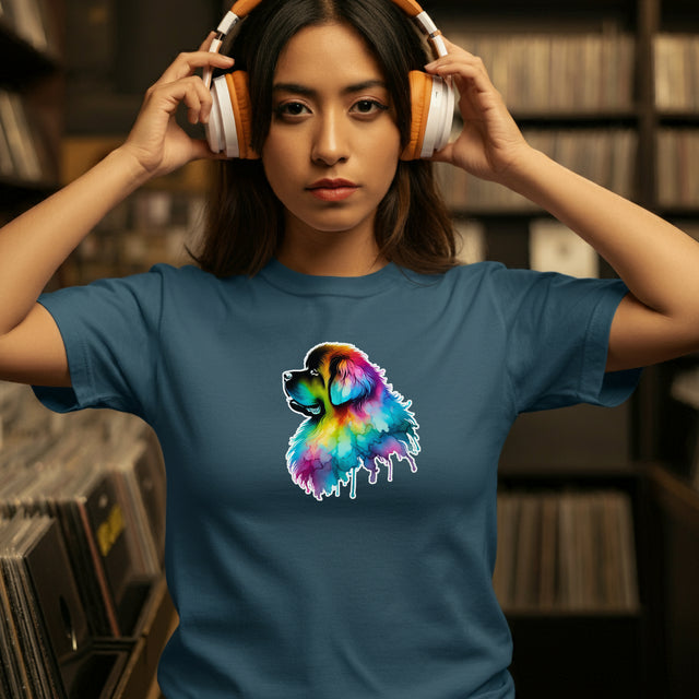 Rainbow Newfoundland Head T-shirt,Pride Shirt,Dog Lover Top,Rainbow Animals,LGBTQ+ Tee, Newfie owner, Newf gift