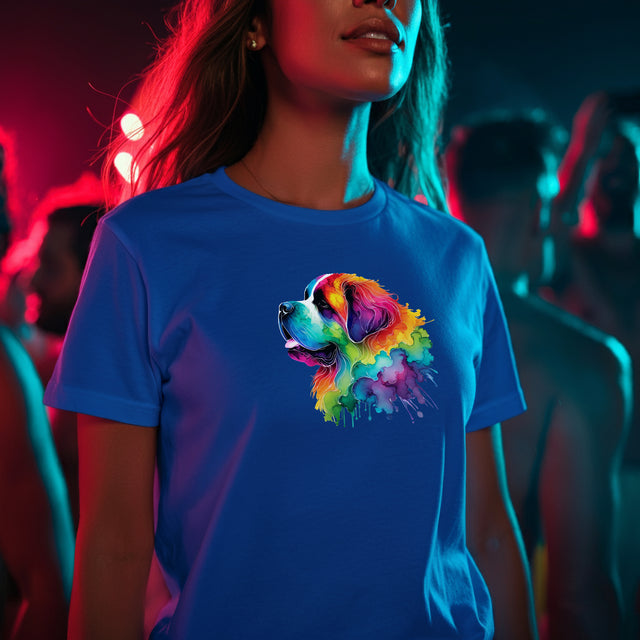Rainbow St. Bernard Head T-shirt,Pride Shirt,Dog Lover Top,Rainbow Animals,LGBTQ+ Tee, Saint Bernard owner, St Bernard gift