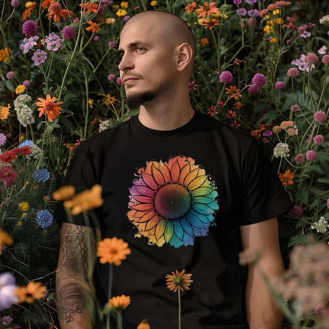 Rainbow Sunflower Watercolor T-shirt, Pride Shirt, Gardening Tee, Nature Lover, LGBTQ, Gardener, Rainbow Flower, Queer, Florist
