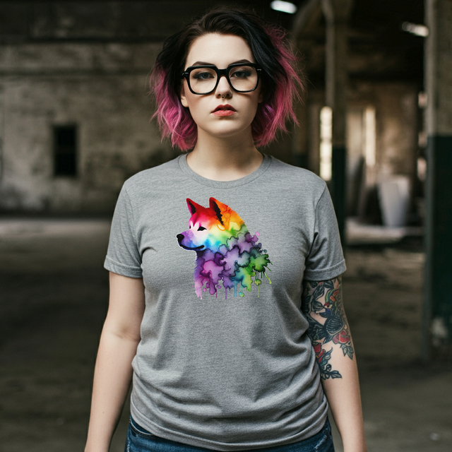 Rainbow Akita Head T-shirt,Pride Shirt,Dog Lover Top,Rainbow Animals,LGBTQ+ Tee, Akita Owner gift